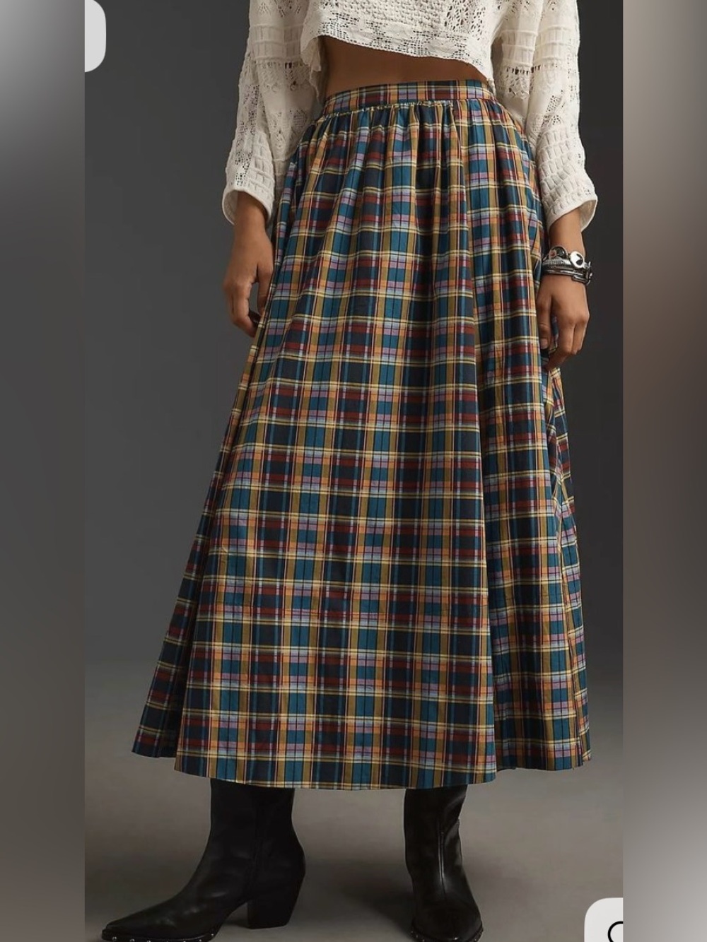 Vtg Style Plaid Maxi Skirt
Anthropologie Maeve Jacie Pleated
Pocket Boho Preppy